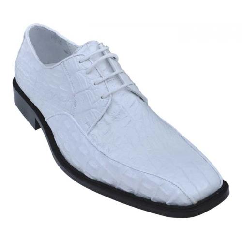 Los Altos White Genuine All-Over Smooth Crocodile Shoes  ZV031728