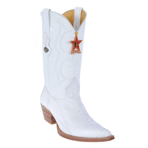 Los Altos Ladies White Genuine Ostrich Leg 3X-Toe Cowgirl Boots 350528