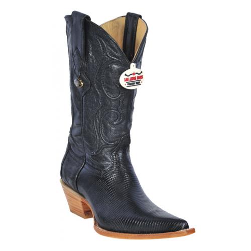 Los Altos Ladies Black Genuine Lizard 3X-Toe Cowgirl Boots 350605