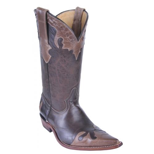 Los Altos Ladies Choco Oryx Genuine Leather Desert Wing Tip & Pull Up 3X-Toe Cowgirl Boots 355007