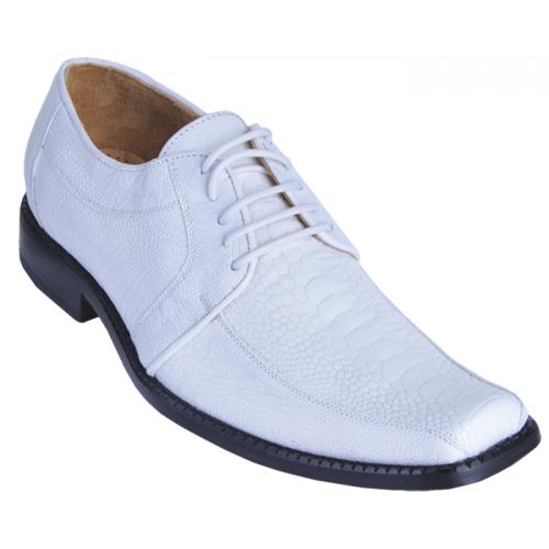 Los Altos White Genuine Ostrich Leg Shoes ZV060528