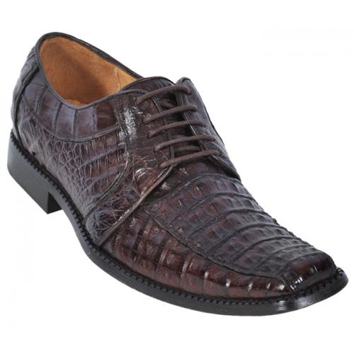 Los Altos Brown Genuine All-Over Smooth Crocodile Shoes With Lace Style ZV061707