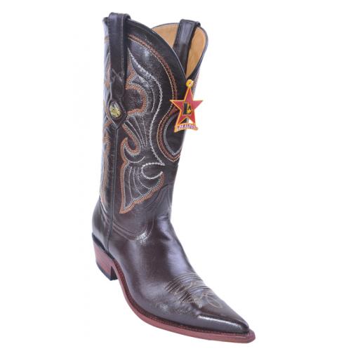 Los Altos Ladies Brown Genuine Goat With Medallion 3X-Toe Cowgirl Boots 359207