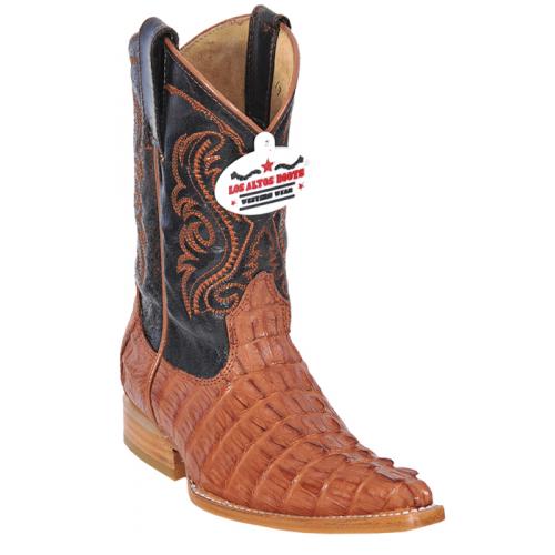 Los Altos Kid's Cognac Genuine Crocodile Tail 3X Toe Cowboy Boots 450103