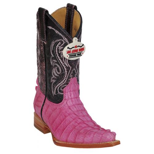 Los Altos Kid's Pink Genuine Crocodile Tail 3X Toe Cowboy Boots 450125