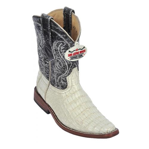 Los Altos Kid's Winterwhite Genuine Crocodile Square Toe Cowboy Boots 431704