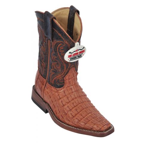 Los Altos Kid's Cognac Genuine Crocodile Square Toe Cowboy Boots 431703