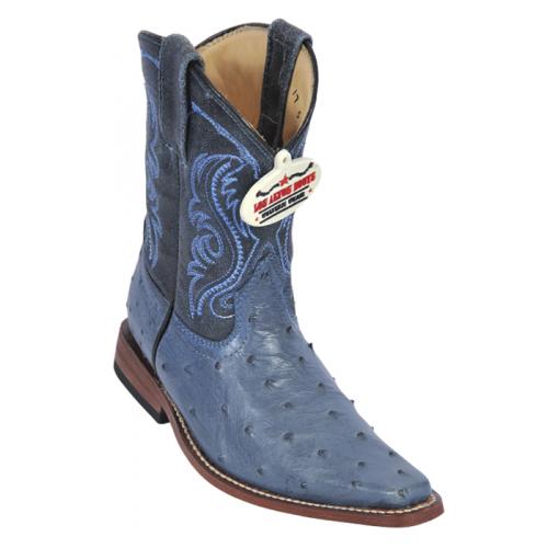 Los Altos Kid's Blue Jean Genuine Ostrich Square Toe Cowboy Boots 430314