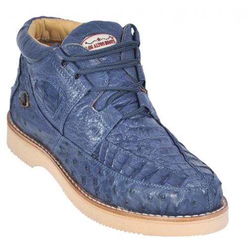 Los Altos Blue Jean Genuine Crocodile / Ostrich Casual Shoes ZA050214