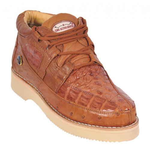 Los Altos Cognac Genuine Crocodile / Ostrich Casual Shoes ZA050203