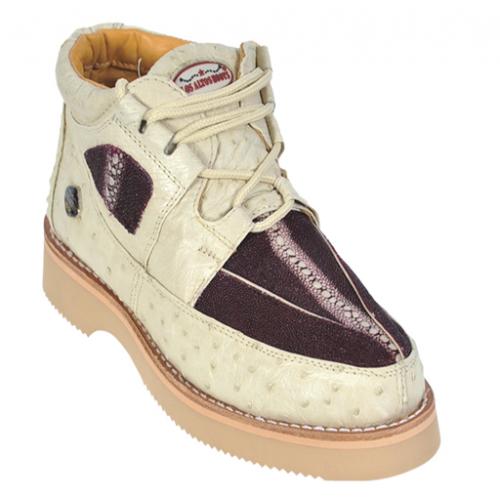 Los Altos Burgundy / Bone Genuine Stingray / Ostrich Casual Shoes ZA101106