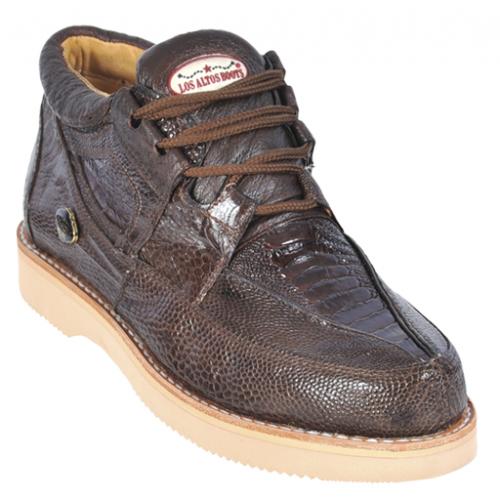 Los Altos Brown Genuine All-Over Ostrich Leg Casual Shoes ZA050507