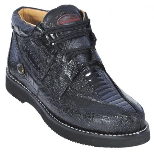 Los Altos Black Genuine All-Over Ostrich Leg Casual Shoes ZA050505