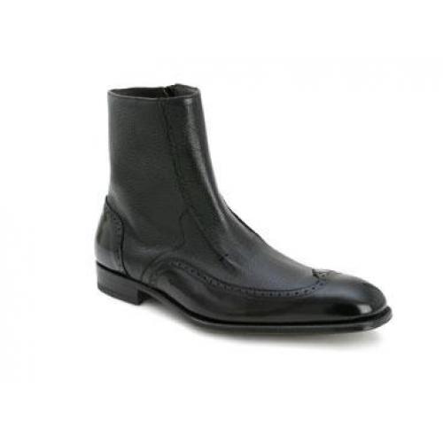 Mezlan Carnegie Black Genuine Calfskin Perforated Wingtip Dress Boot ...