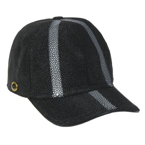 Los Altos Black Genuine Stingray Rowstone Baseball Hat G011106