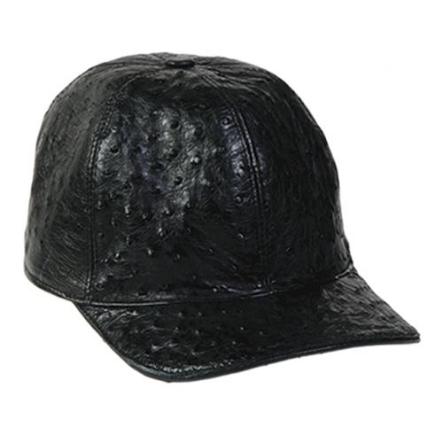 Los Altos Black Genuine Ostrich Baseball Hat G010305
