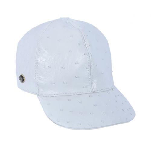 Los Altos White Genuine Ostrich Baseball Hat G010328