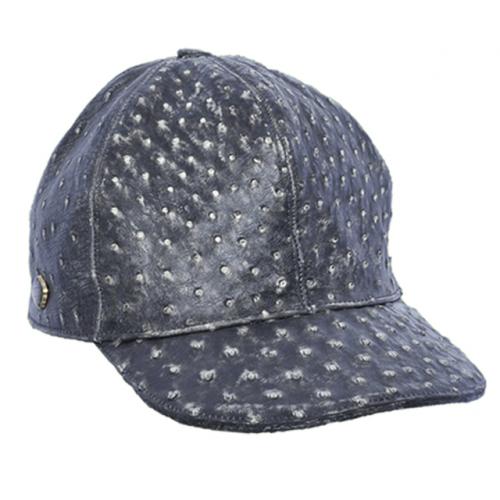 Los Altos Rustic Black Genuine Ostrich Baseball Hat G010381
