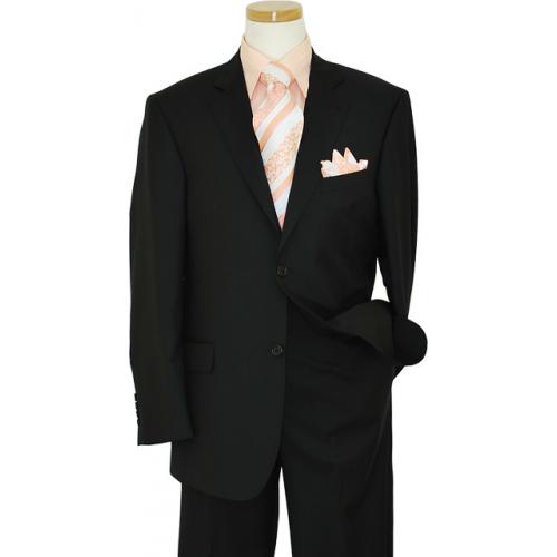 Extrema By Zanetti Solid Black Weaved Super 140's Wool Suit FU1911/2
