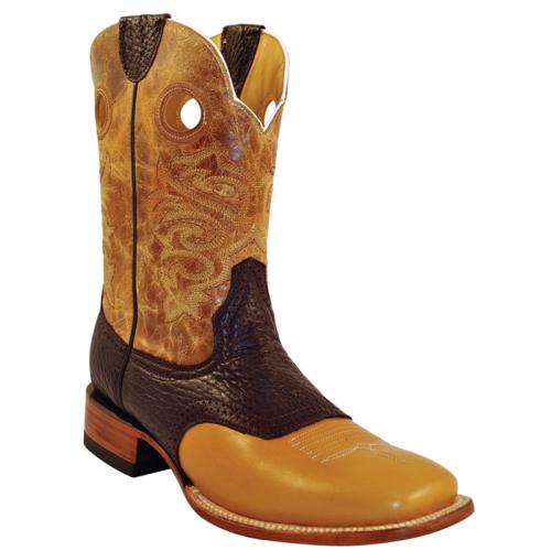 Ferrini 12893-15 Antique Saddle Genuine Cowhide Bison Exotic Boots