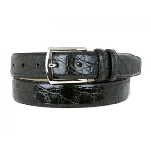 Mezlan "AO7367" Black All-Over Genuine Crocodile Skin Belt
