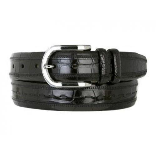 Mezlan "AO8869" Black Genuine Alligator Skin Belt