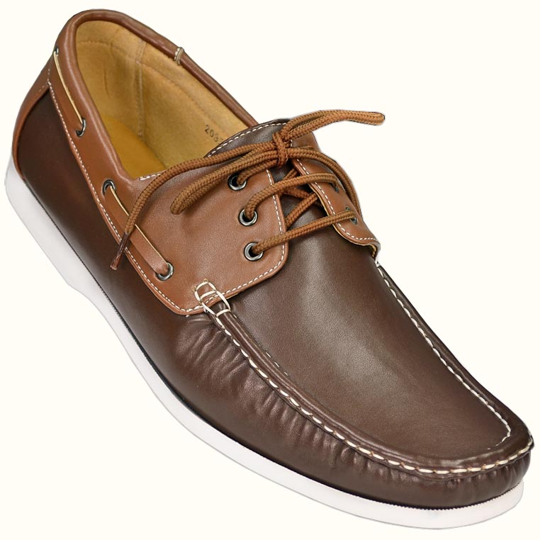 Masimo Brown / Cognac Casual Boat Shoes With White Stitching 2085-28