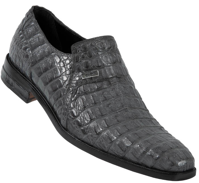 Mauri "4477" Medium Grey All-Over Genuine Hornback Crocodile Shoes
