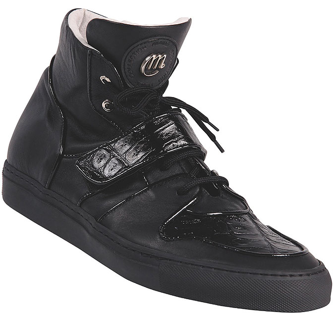 Mauri "Airplay" 8877 Black Genuine Crocodile / Suede Sneakers
