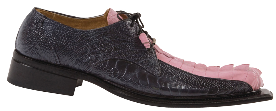 Mauri "Friday" 44205 Medium Grey / Taste Of Berry Genuine Hornback Crocodile Tail / Ostrich Leg Shoes