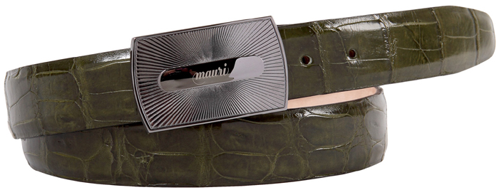 Mauri "IC011" Money Green Genuine Baby Crocodile Belt