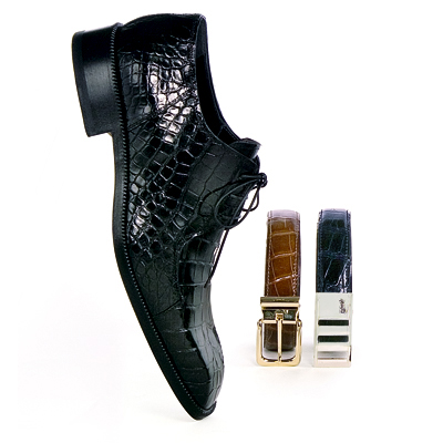 Mauri "Pitti" 2982 Black All Over Genuine Baby Alligator Oxford Shoes