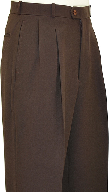 Pronti Mens Slacks Brown Wide Leg