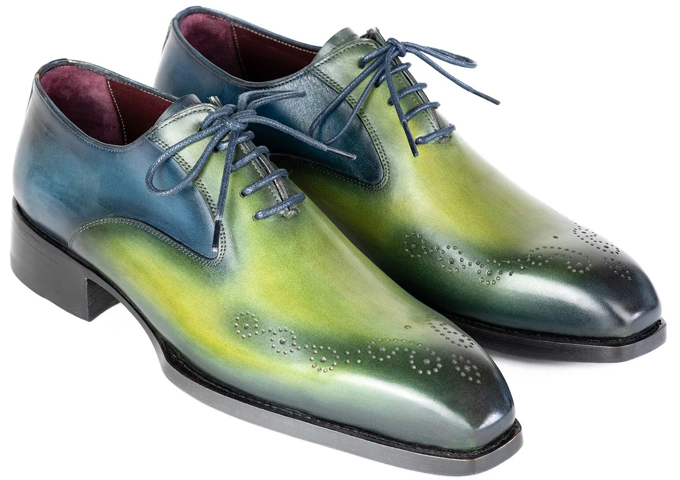 Paul Parkman Blue / Green Genuine Leather Goodyear Welted Oxford Dress Shoes 5364-GBL