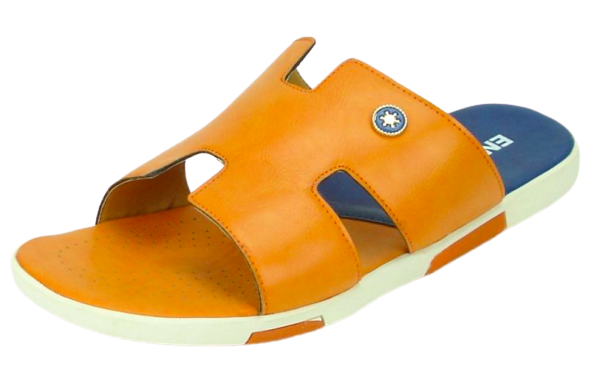 Fiesso Orange PU Leather Open Toe Slide-In Sandals