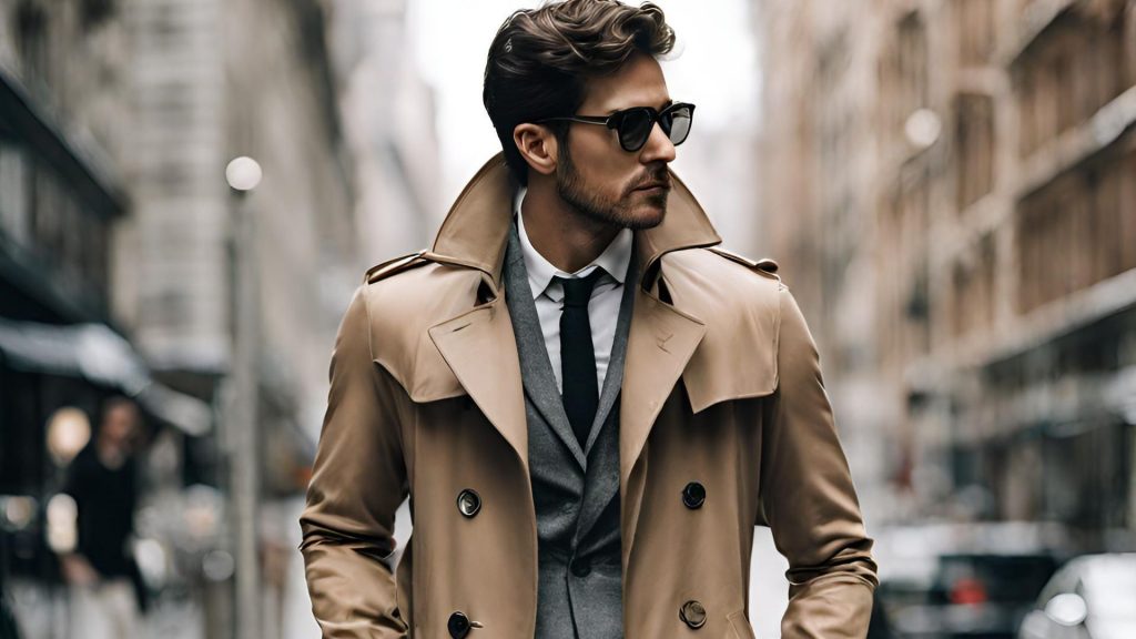 upscale men wearing a trench coat