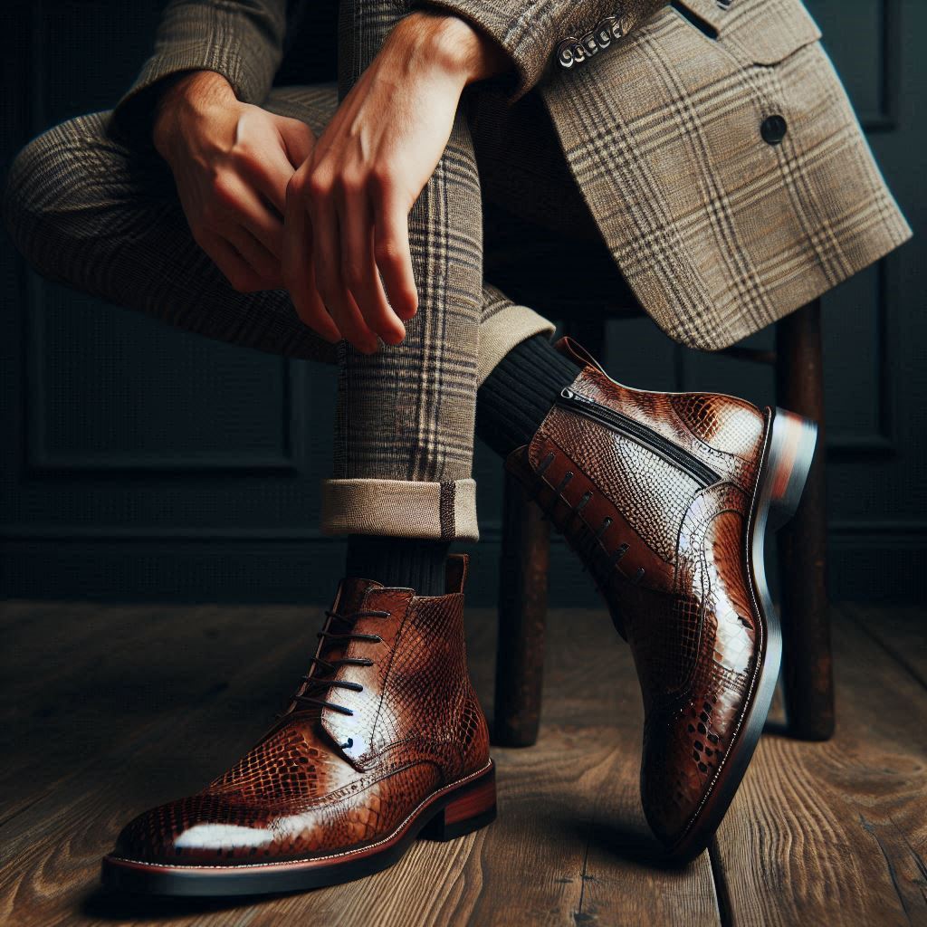 Snakeskin boot with blazer