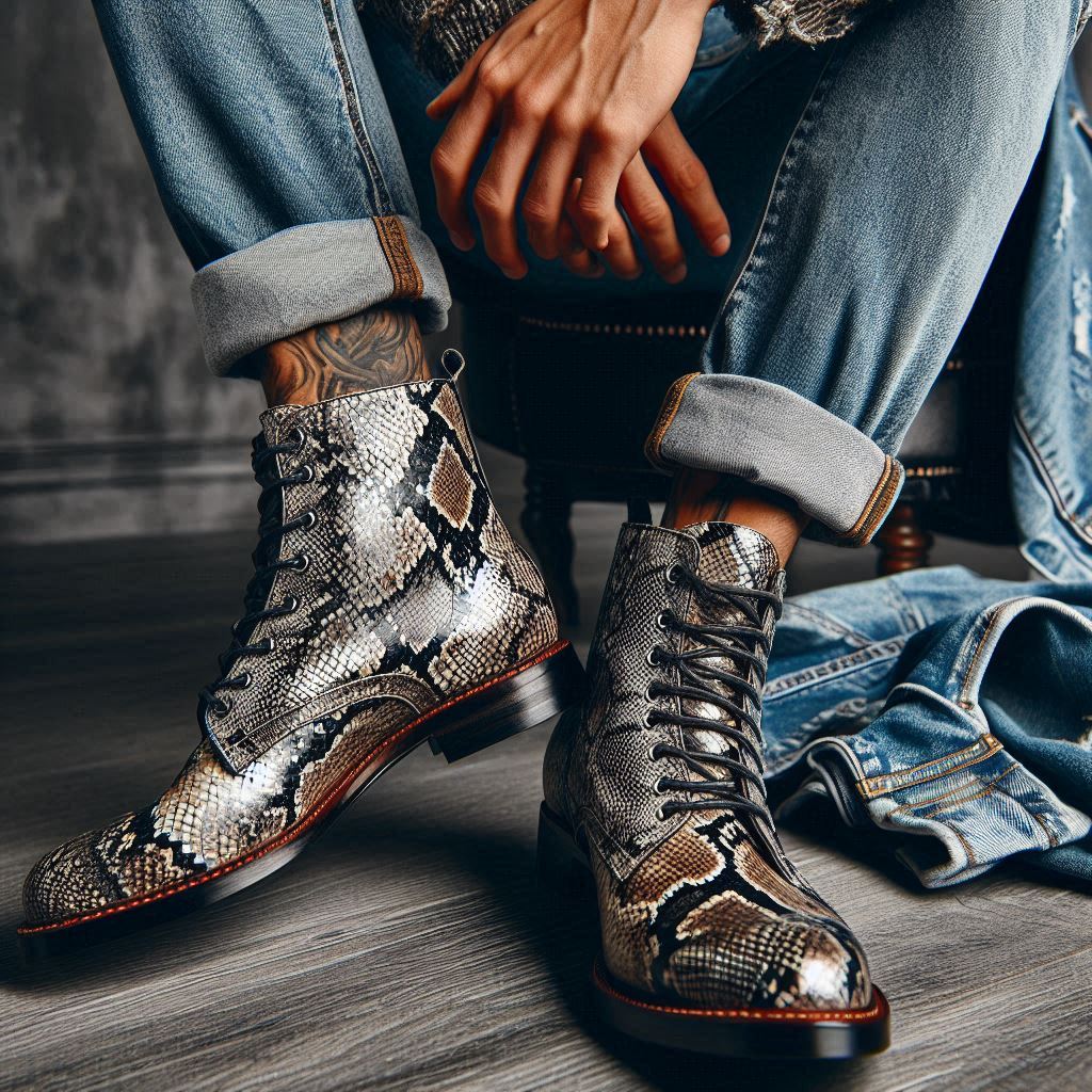 Long snake print boots best sale