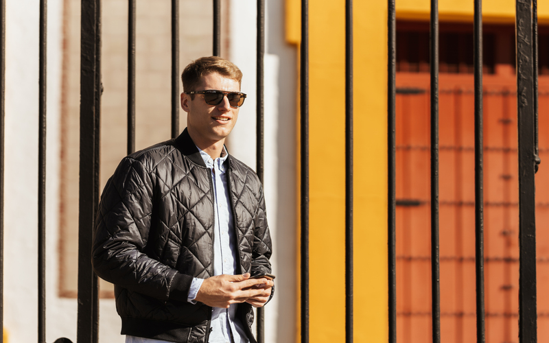 classic bomber jacket on a young man