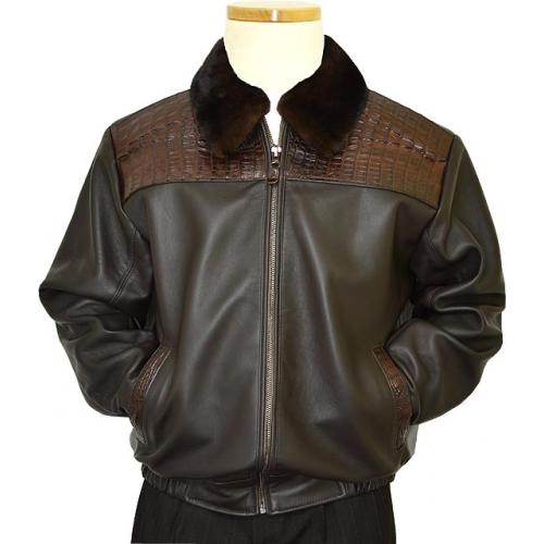 G-Gator Genuine Hornback Alligator Jacket With Mink Fur Collar 