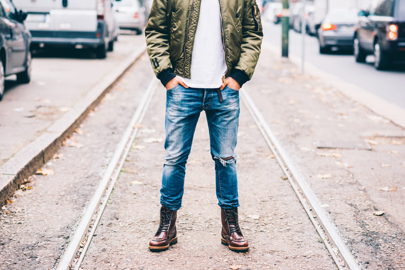 rugged bomber jacket outfit